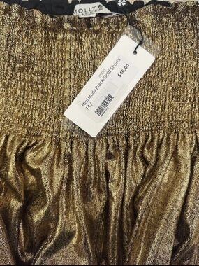 Molly Bracken Metallic Gold Smocked Shorts